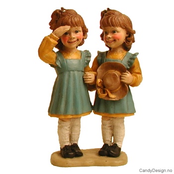 Tvillinger med hatt med hattebånd - Gul med mønster og blått