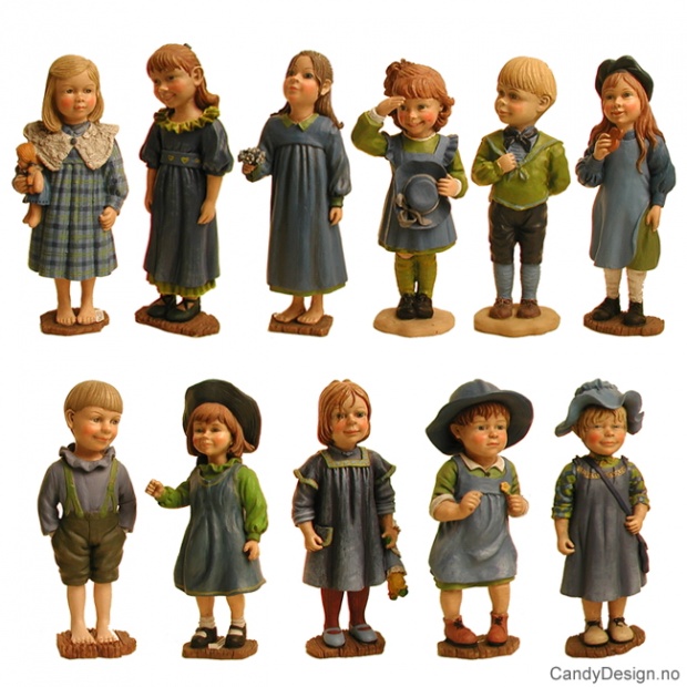Carl Larsson figurer  Blå/grønn enkle barn assortert