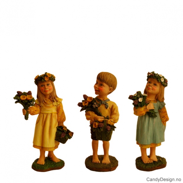 Children with flowers in yellow and blue - Assorted