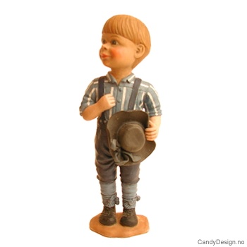 Små stående Carl Larsson figurer - Gutt med hatt i hånden