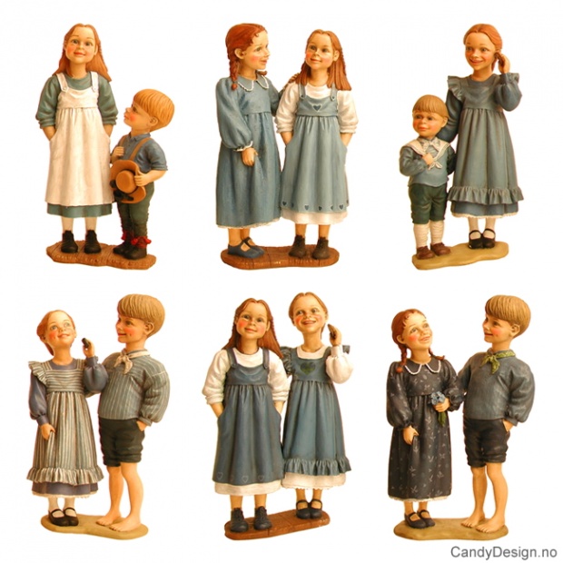 Doble Carl Larsson ungdommer stående assortert