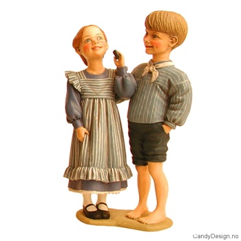 Doble Carl Larsson ungdommer stående - Gutt og pike med kam