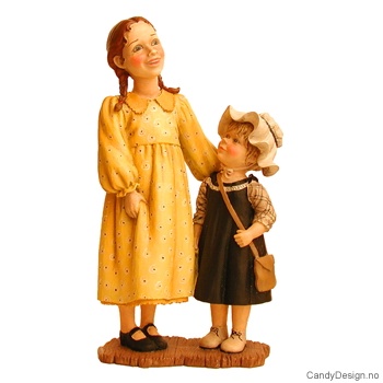 Carl Larsson figurer  To piker i gul og sort kjole