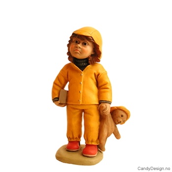 Regntøybarn medium stående - Pike med bamse