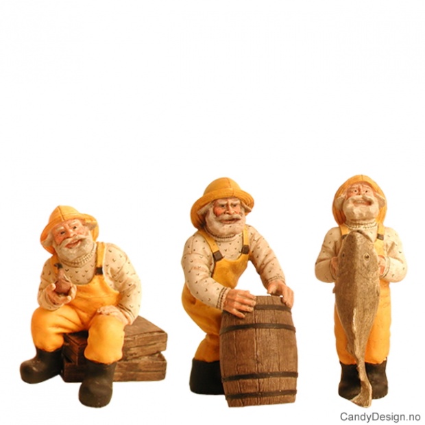 Medium fiskere i gult assortert