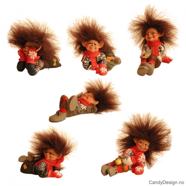 Mini liggende/sittende vintertroll