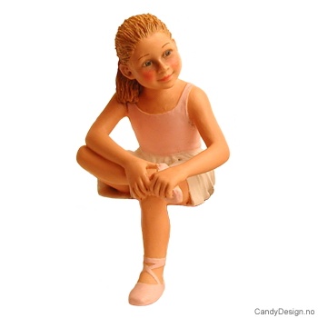 Ballett jente figur - Rosa og hvit med fot over kne