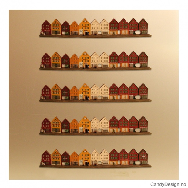 Bryggen i Bergen suvenir magnet - liten