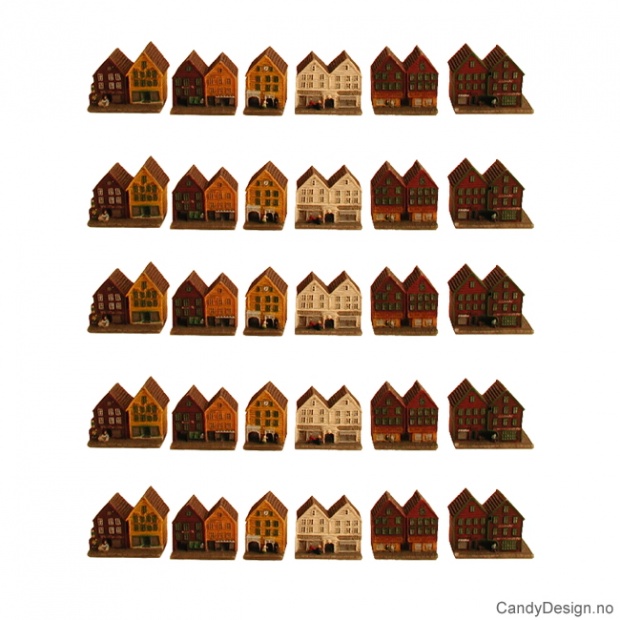 Bryggen i Bergen suvenir - liten med løse hus