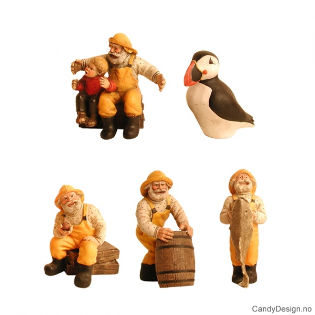 Mini fishermen figurines