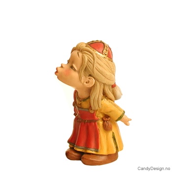 Kyssende vikingpike i gul m/rødt