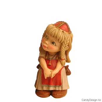 Beundrende vikingpike med kjole i rosa/rød