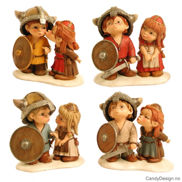 Large viking children in love in pair - 4 pcs. Assorted