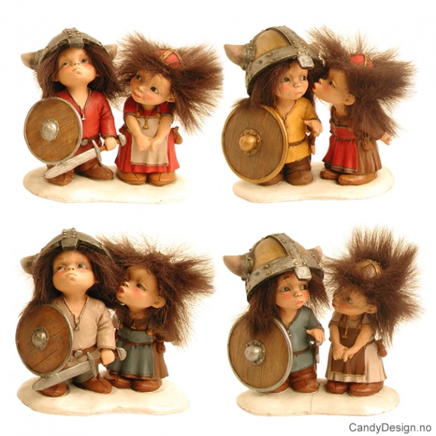 Vikingepar suvenirer små - fluffy hår assortert