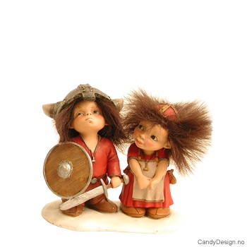 Vikingepar suvenir små - fluffy hår