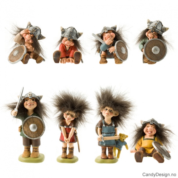 Vikingtroll souvenirs standing and sitting assorted