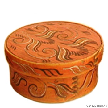 Antikk orange boks med lokk
