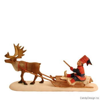 Lapps with reindeer and sled