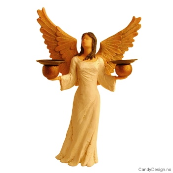 Engel figur med to lysholdere