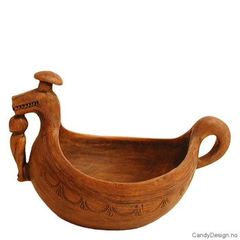 Antikvitet medium brun - Skål med drake og gutt