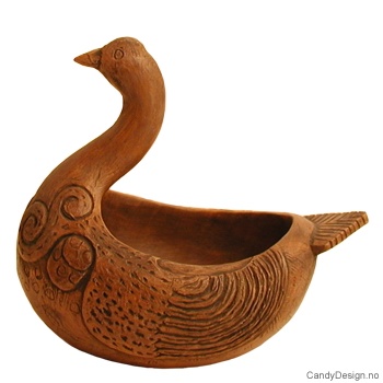 Antikvitet stor brun  Skål med due