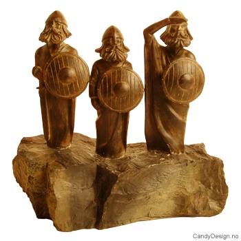 3 modern vikings on rock