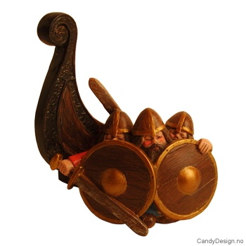 3 Vikings without horns and part of ship