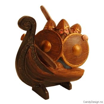 3 Vikings without horns and part of ship