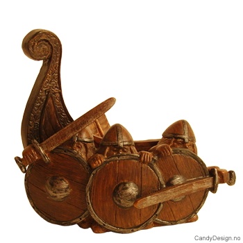 3 Vikings without horns and part of ship