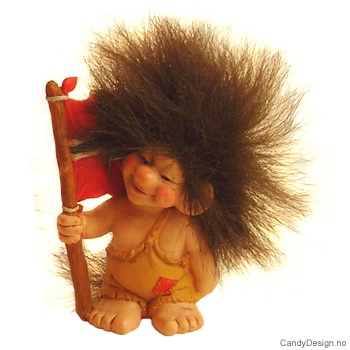 Troll med Norsk flagg - gul bukse