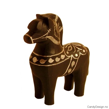 Treskåret fjording suvenir  Med sølv rosemaling