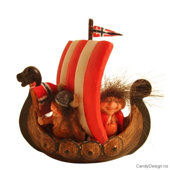 Vikingship souvenir with vikingtroll