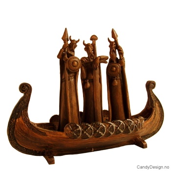 Vikingship souvenir with tall vikings