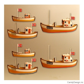 Fiskeskøyte suvenir med magnet assortert