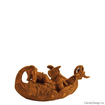 Liten beruset viking i skip med dragebitt