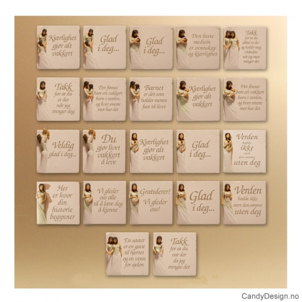 Magnet plaques with woman figures and text - assorted