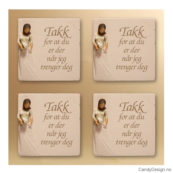 Magnetplate med kvinnefigur - Takk for at du er der når jeg trenger deg  (med blomst)