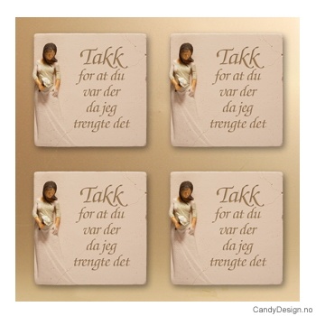 Magnetplate med kvinnefigur - Takk for at du var der da jeg trengte det  (med blomst)