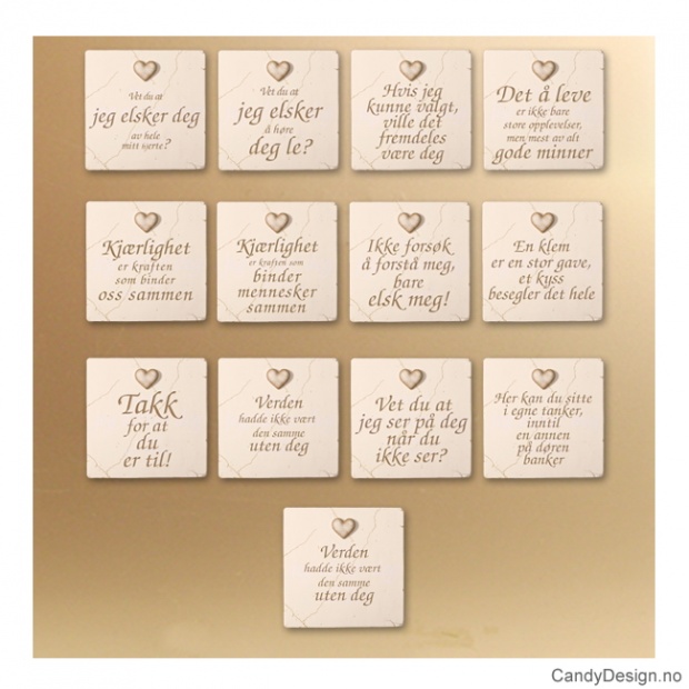 Magnet plaques with heart and text - assorted