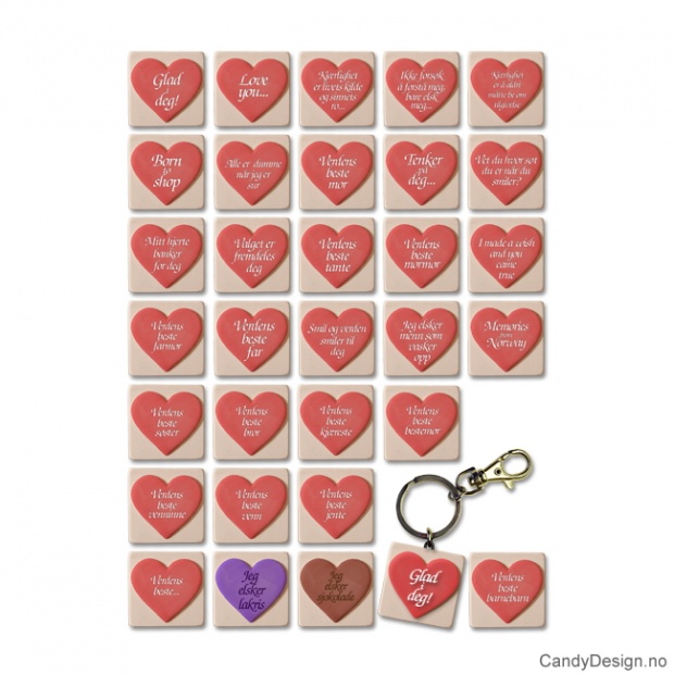Heart keychains with text assorted