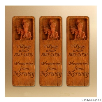 Woodstyle magnet plater med tekst  Viking til hest magnet Memories from Norway, Vikings anno 800 - 1000