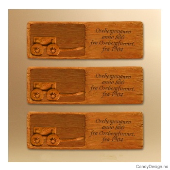 Woodstyle magnet plater med tekst  Osebergvognen magnet Osebergvognen anno 800 fra Osebergfunnet, fra 1904 