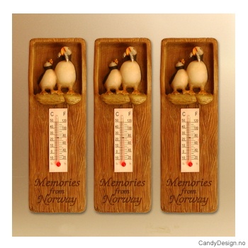 Thermometer magnet plaque with text woodstyle