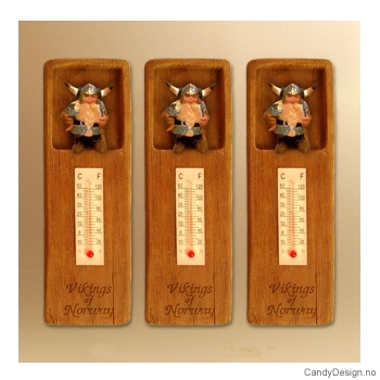 Thermometer magnet plaque with text woodstyle