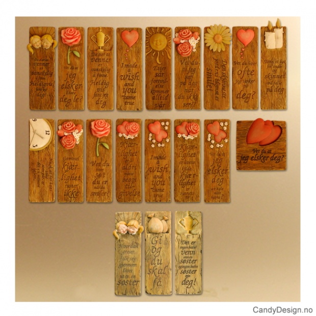Assorted love magnets in woodstyle