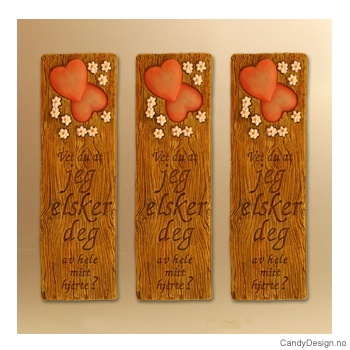 Kjærlighetsord magnet i trefarge - Vet du at jeg elsker deg av hele mitt hjerte