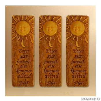 Kjærlighetsord magnet i trefarge - Etter skyer kommer sol