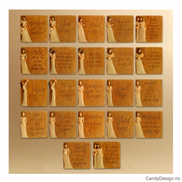 Assorted square love magnets with woman figures