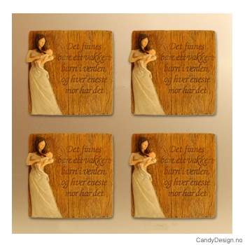 Magnetplate med kjærlighetstekst - Det finnes bare ett vakkert barn i verden, og hver eneste mor har det (m/baby)