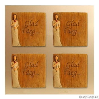 Magnetplate med kjærlighetstekst - Glad i deg  (m/rose)